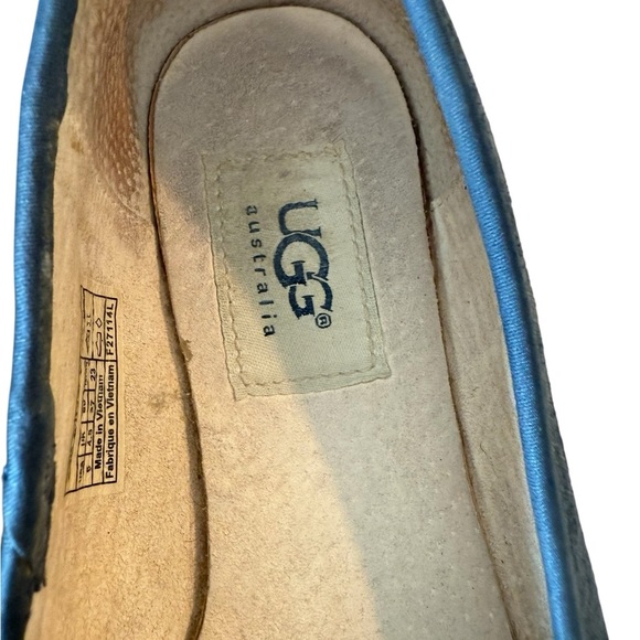 UGG Navy Blue Alloway Crystal Bow Flats Nautical Anchor Slip On Velvet Size 6 - Picture 6 of 11